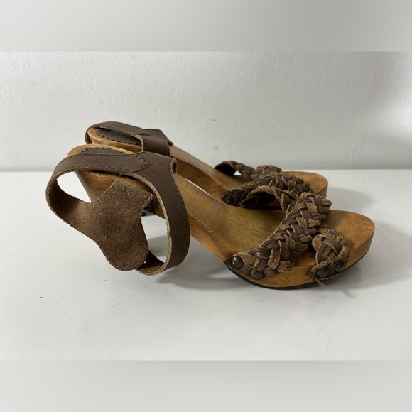 Zara Braided Leather Strap Heeled Sandals Eur Size 37 Womens Brown - Picture 2 of 9